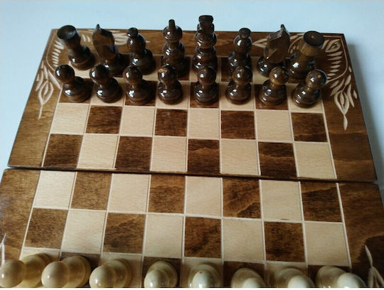 Magic Puzzle Box Χειροποίητο Σκάκι από Ξύλο με Πούλια 25x25cm
