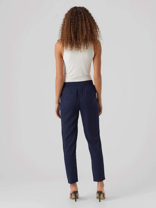 Vero Moda Women's Fabric Trousers in Regular Fit Navy Blue