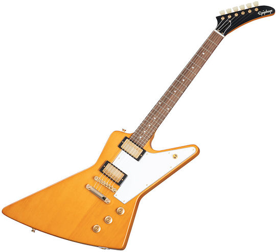 Epiphone 1958 Korina Explorer Ηλεκτρική Κιθάρα για Αριστερόχειρες Explorer με HH Διάταξη Μαγνητών Aged Natural με Θήκη