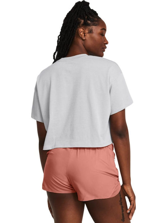 Damen Sport Crop Top Kurzarm Gray