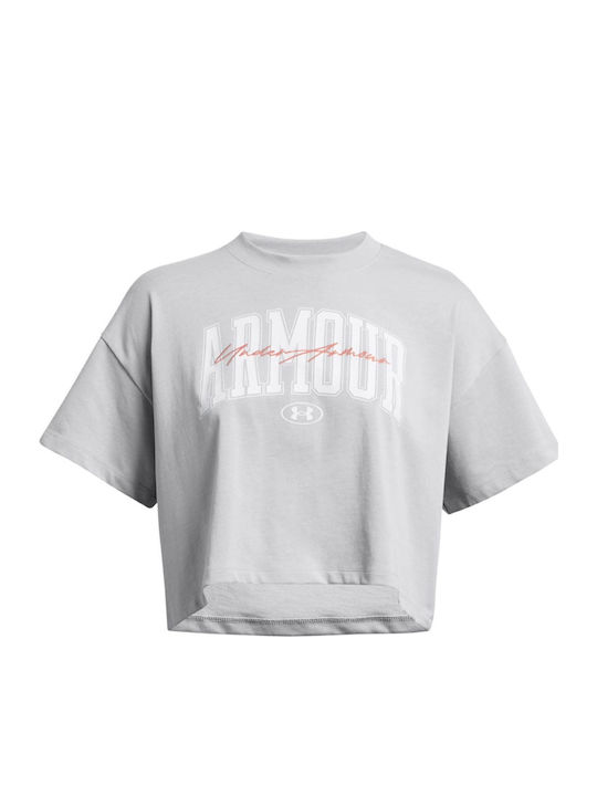 Damen Sport Crop Top Kurzarm Gray