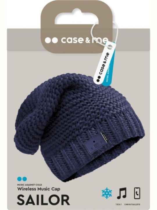 Beanie Unisex Beanie with Headphones Knitted in Blue color