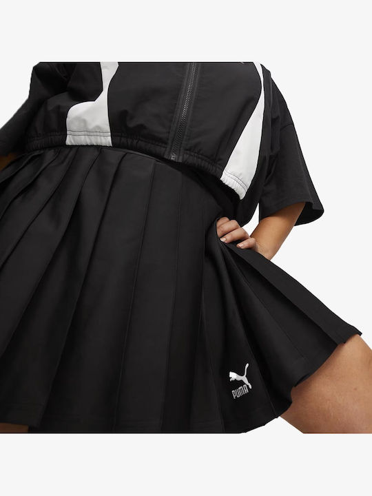 Classics Plissiert Hoch tailliert Mini Rock Schwarz