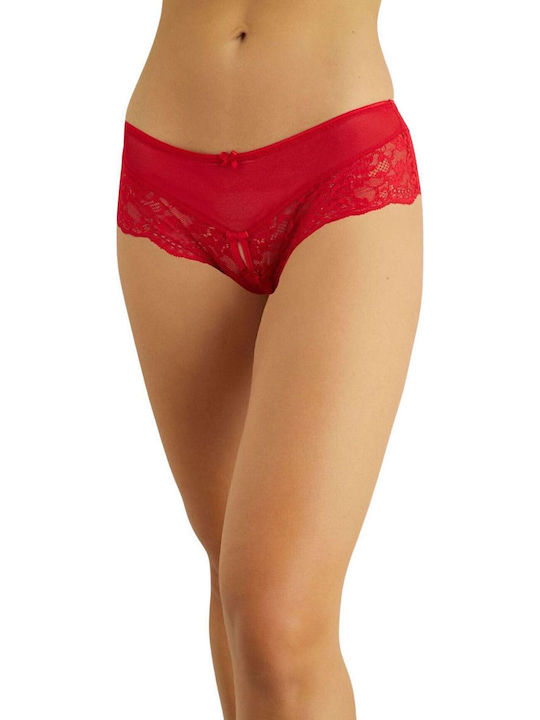 Damen Slip mit Spitze Red