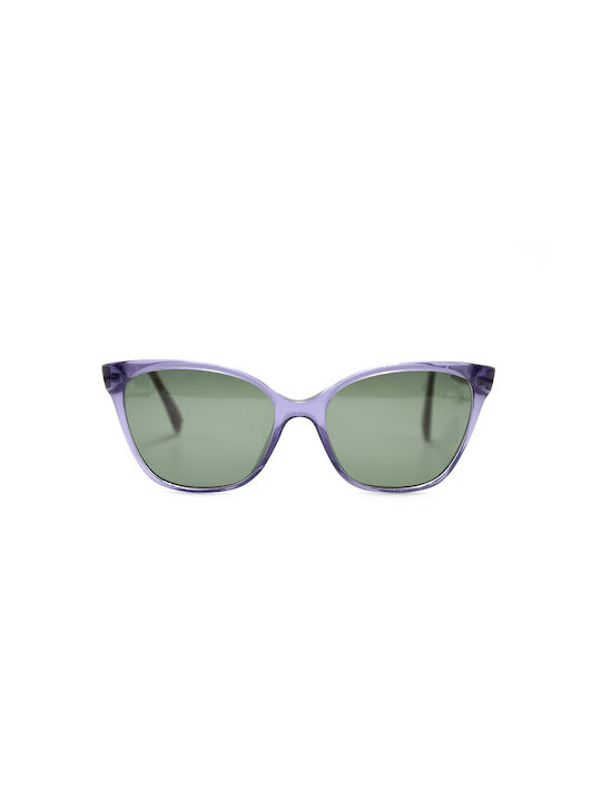 Leonidas Women's Sunglasses with Purple Plastic Frame and Green Lens 93505-C4-0