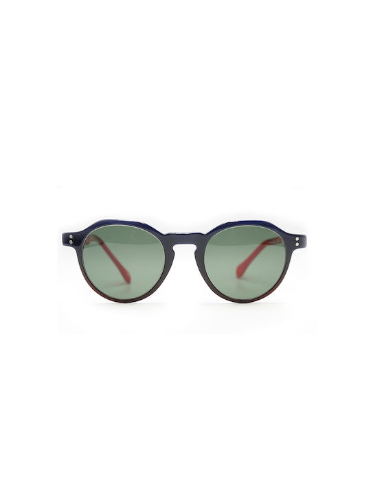 Leonidas Sunglasses with Black Plastic Frame and Green Lens 96103-C6-45