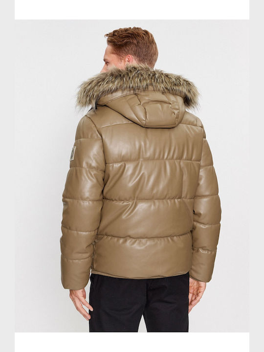 Guess Herren Winter Jacke Puffer Khaki