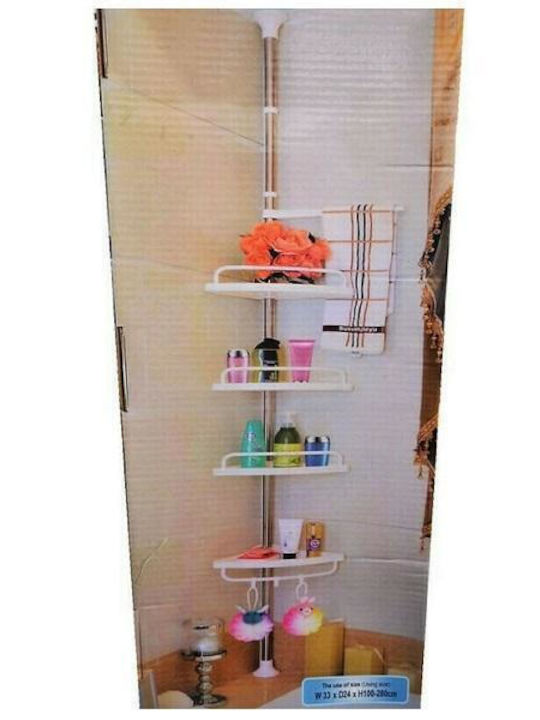 04-950-1136 Corner Floor Bathroom Shelf Plastic with 4 Shelves 33x24x100cm