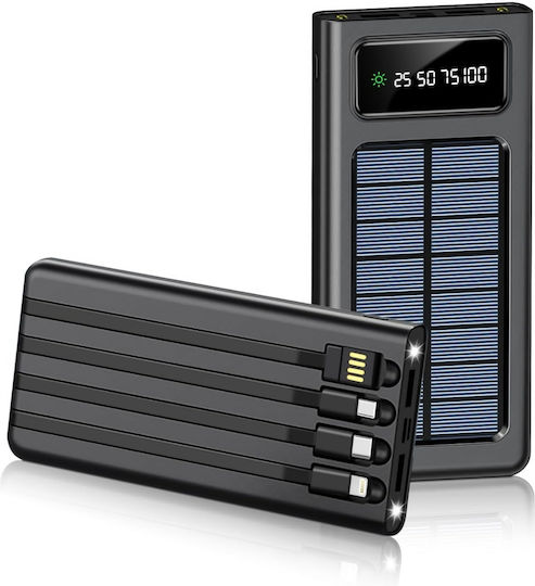 Chengxin Слънчева Външна Батерия 20000mAh с 2 USB-A Изходни Порта Черна