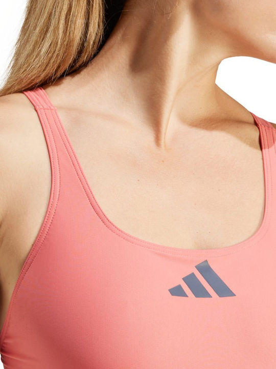 3 Bar Logo Αθλητικό Ολόσωμο Μαγιό Ροζ