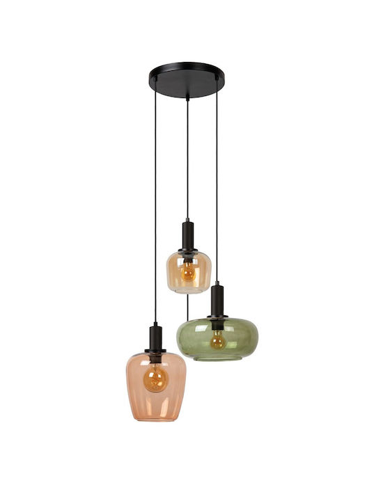 Lucide Lightning Pendant Light Three-Light for Socket E27 Black