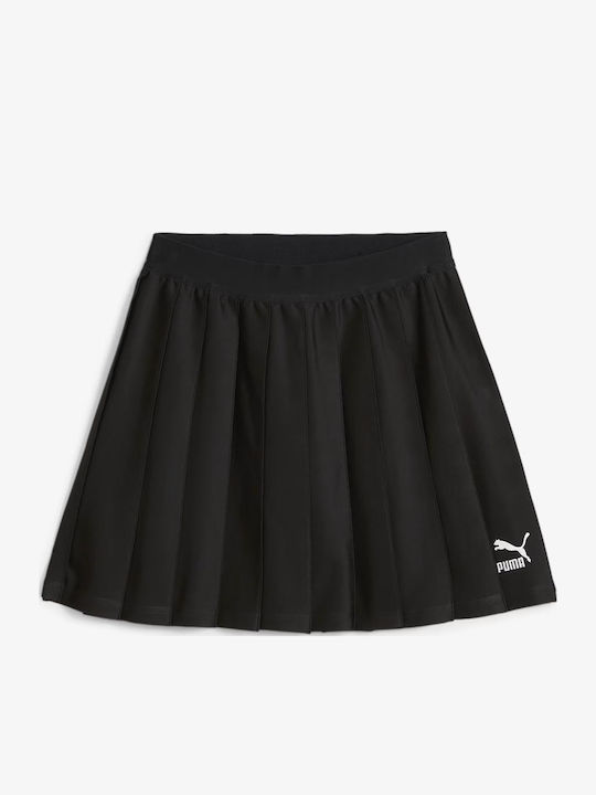 Classics Plissiert Hoch tailliert Mini Rock Schwarz