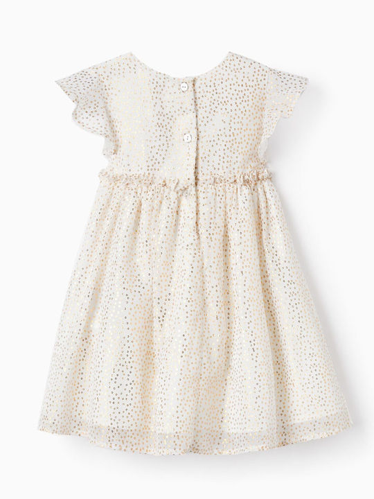 Zippy Kids Dress Satin Polka Dot Short Sleeve White