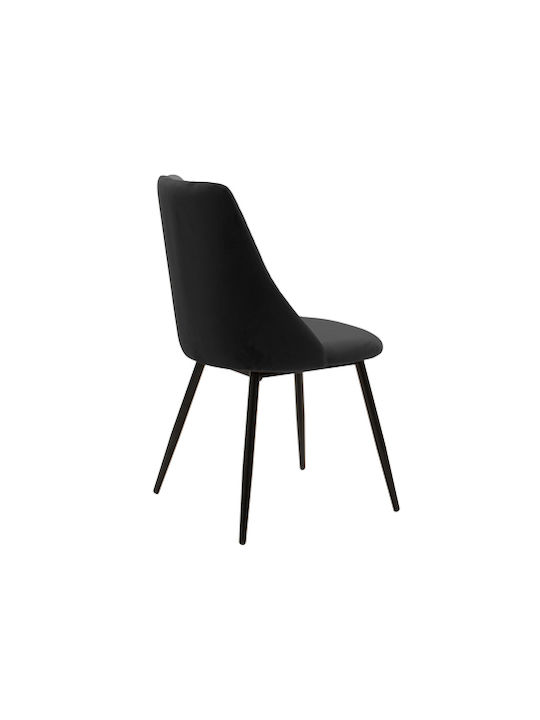 Giselle Dining Room Velvet Chair Black Velvet-Black Metal 52x52x82cm