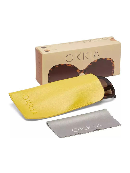 Okkia Anna Γυναικεία Γυαλιά Ηλίου με Καφέ Ταρταρούγα Κοκκάλινο Σκελετό και Καφέ Φακό OK019CH