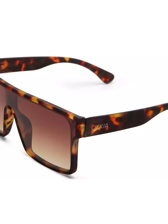 Okkia Tokyo Women's Sunglasses with Brown Tartaruga Plastic Frame and Brown Lens OK033CH