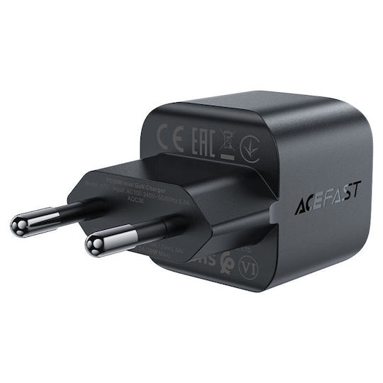 Acefast Φορτιστής Χωρίς Καλώδιο GaN με Θύρα USB-C 30W Power Delivery / Quick Charge 2.0 / Quick Charge 3.0 / Quick Charge 4+ Μαύρος (A77)