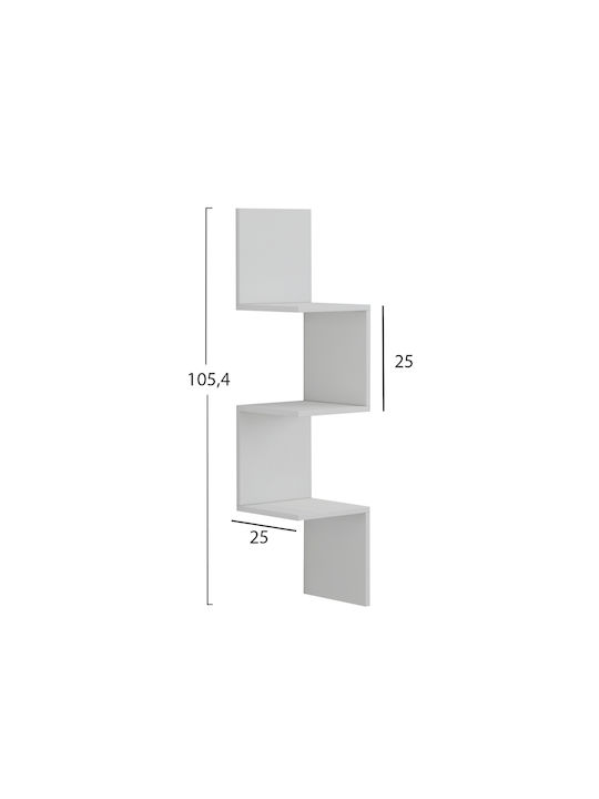 Γωνιακό Ράφι Τοίχου Illusion Λευκό 25x25x105.4εκ.