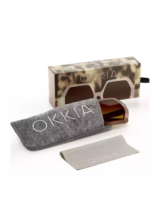 Okkia Emma Women's Sunglasses with Brown Tartaruga Plastic Frame OK015PH