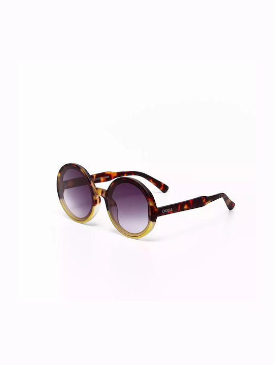Okkia Monica Women's Sunglasses with Brown Tartaruga Plastic Frame and Purple Gradient Lens OK014HY