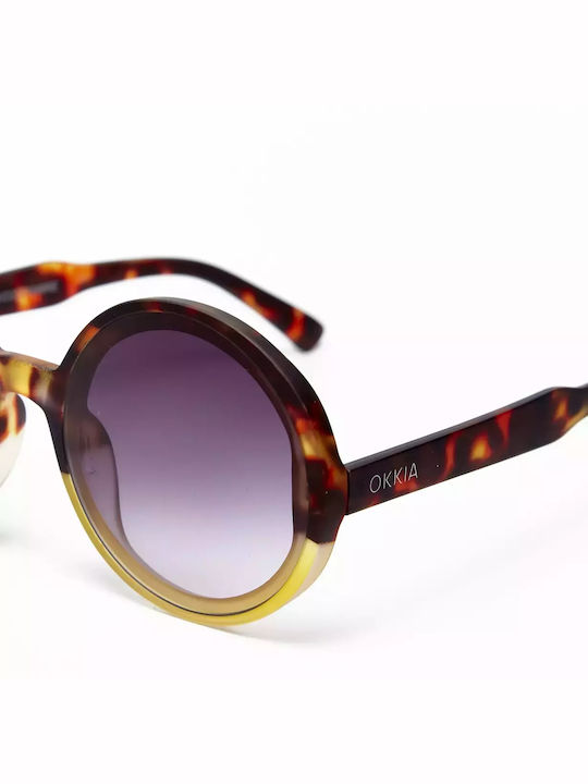 Okkia Monica Women's Sunglasses with Brown Tartaruga Plastic Frame and Purple Gradient Lens OK014HY