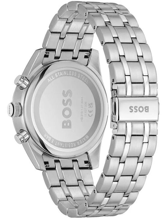 Boss Skytraveller Men's Watch 44mm Chronograph Battery with Silver Metal Bracelet