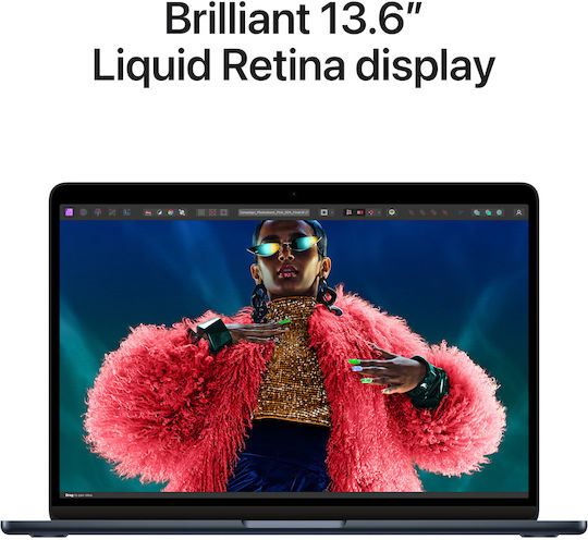 Apple MacBook Air 13" (2024) 13.6" Retina Display (M3-8-Core/8GB/256GB SSD/8-Core GPU) με Φορτιστή 30W Midnight (GR Keyboard)