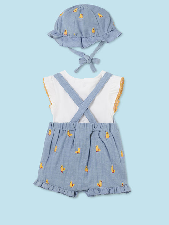 Mayoral Комплект от 3 части Дълги гащеризони Better Cotton Новородено 24-01609-051 Деним Газа