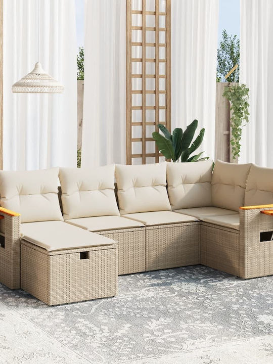 Corner Sofa Outdoor Rattan with Chest and Pillows 55x55x69cm