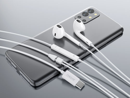 Celebrat E500 In-ear Handsfree Headphones with Connector USB-C White