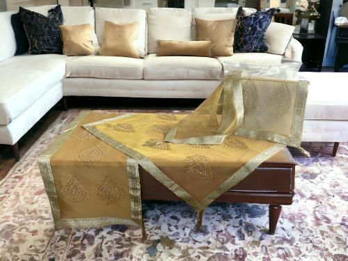 Set von 4 Stück indische Truhe mit Paisley Paisley Tresses Goldstücke Lh2060200-2
