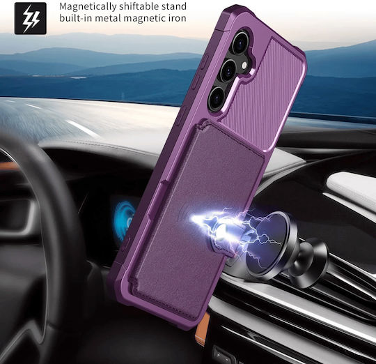 Happycase 3 In 1 - Silicone Case With Built-in Pu Wallet - Samsung Galaxy S23 Fe - Purple (8719246420788)