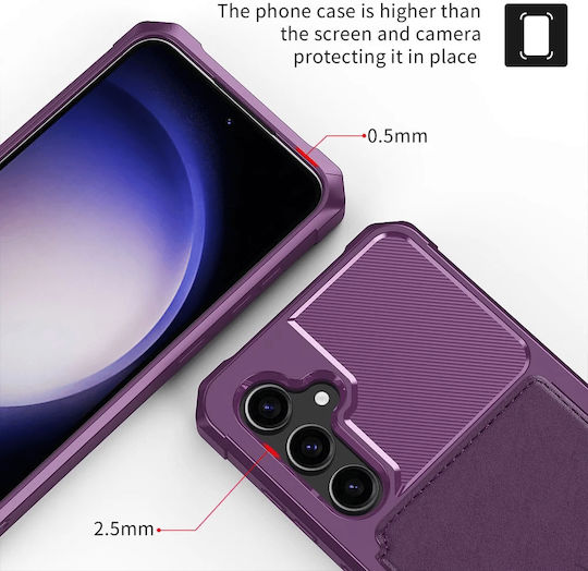 Happycase 3 In 1 - Silicone Case With Built-in Pu Wallet - Samsung Galaxy S23 Fe - Purple (8719246420788)