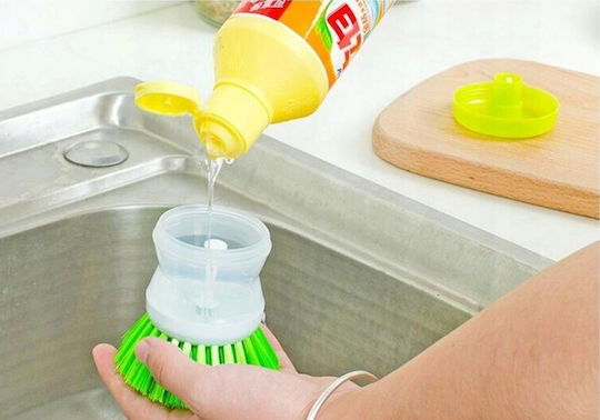 Четка за съдове, Zola®, с дозатор за детергент, зелена