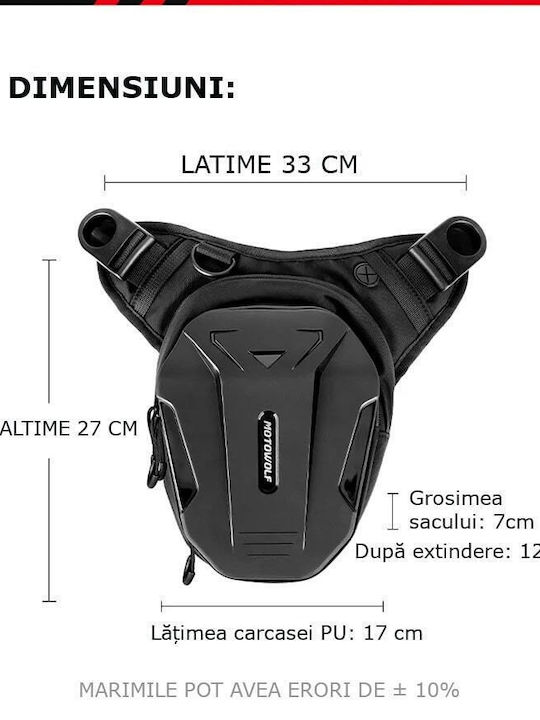 Motowolf Motorcycle Leg/shoulder Bag, Stretch, Hardshell, Quick Release, Black