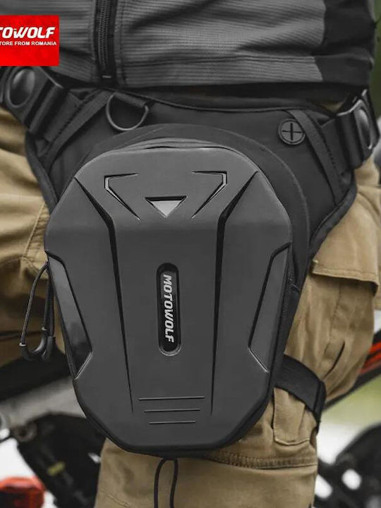 Motowolf Motorcycle Leg/shoulder Bag, Stretch, Hardshell, Quick Release, Black