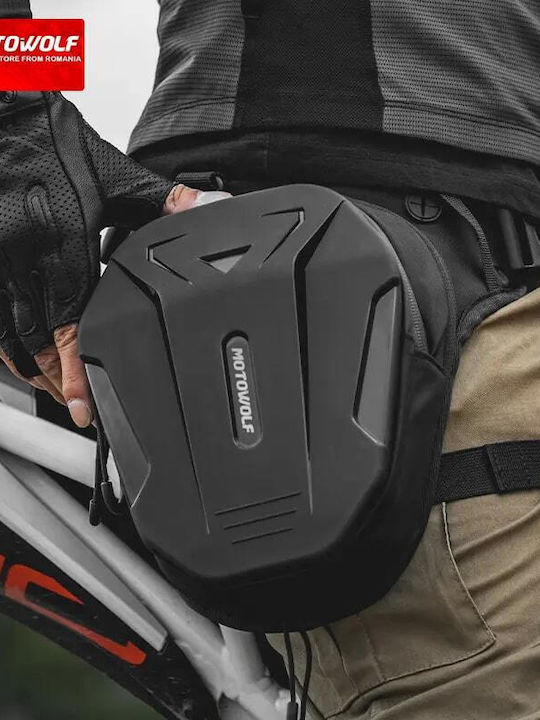 Motowolf Motorcycle Leg/shoulder Bag, Stretch, Hardshell, Quick Release, Black