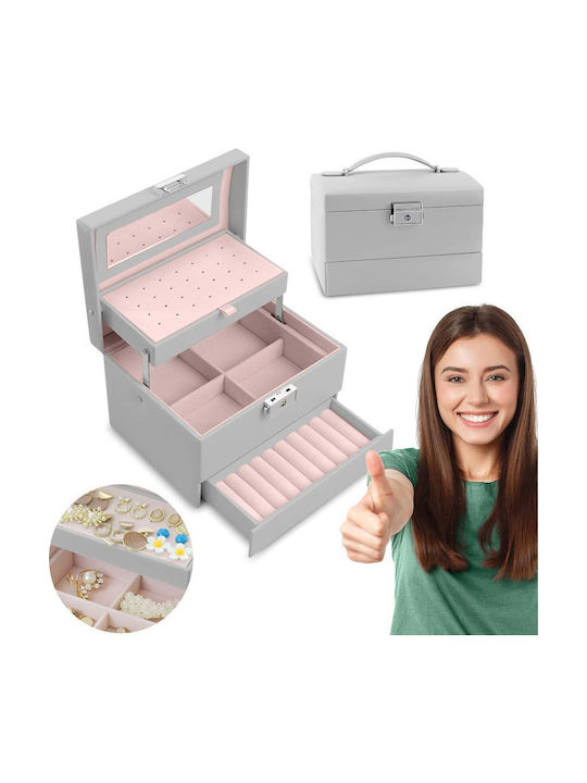 Go Clever Jewellery Box with Mirror 17.5x13.7x12.3cm
