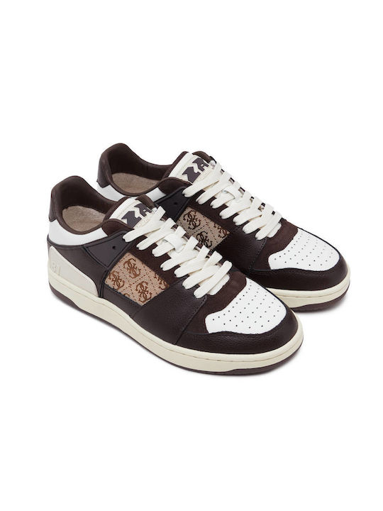 Guess Ανδρικά Δερμάτινα Sneakers Fmjsawfap12-bebrw Καφέ