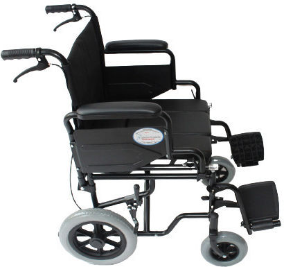 Manual Wheelchair Pw02021a-wc with Toilet Container. Removable Armrests & Footrests. Attendant Brakes-Safety Belt. Seat Width 46cm. Black.