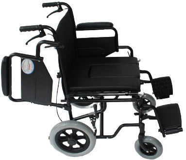 Manual Wheelchair Pw02021a-wc with Toilet Container. Removable Armrests & Footrests. Attendant Brakes-Safety Belt. Seat Width 46cm. Black.