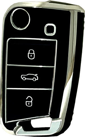 TPU Protective Case in Black-Nickel Finish for VW-Skoda-Seat