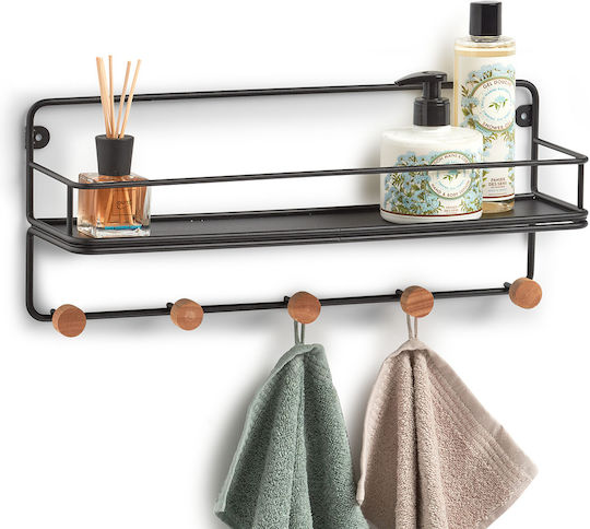 Zeller-wood Steel Hanger, Metal/bamboo, 45x11.8x18 Cm, Black Zeller-wood Steel Hanger, Metal/bamboo, 45x11.8x18 Cm, Black