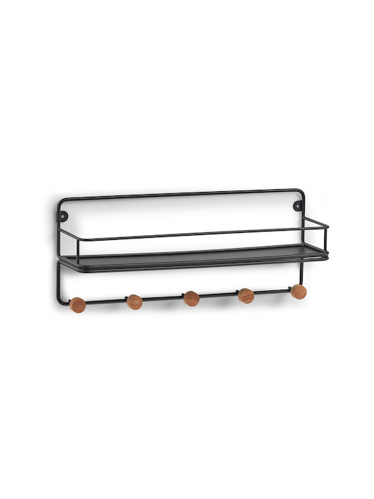 Zeller-wood Steel Hanger, Metal/bamboo, 45x11.8x18 Cm, Black