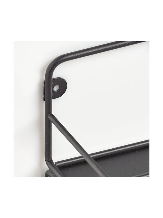 Zeller-wood Steel Hanger, Metal/bamboo, 45x11.8x18 Cm, Black