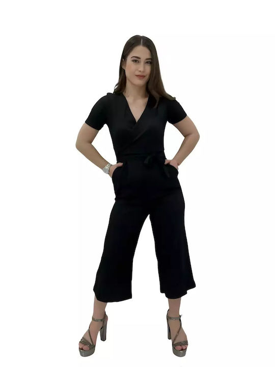 Γυναικείο Jumpsuit Με Κοντά Μανίκια Σε Μαύρο Χρώμα Collection 2023-2024