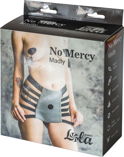 Δερμάτινο Εσώρουχο Zώνη Strap-on "no Mercy Roughly" - Μαύρο S/m