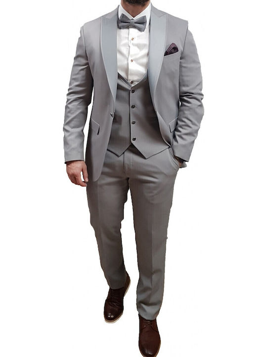 19v69 Versace - 07.31.adriano - Grey - Slim Fit Suit - Gray Melange