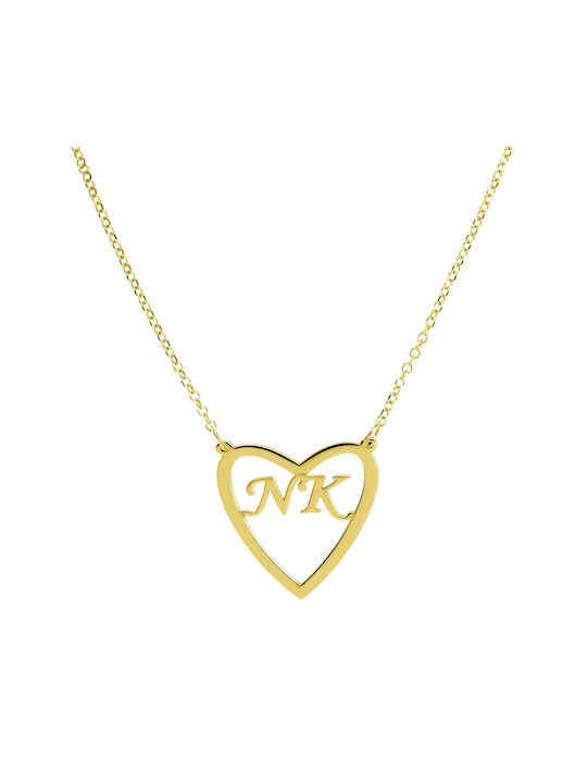 Ioannou24 Necklace with design Heart from Gold 9 K