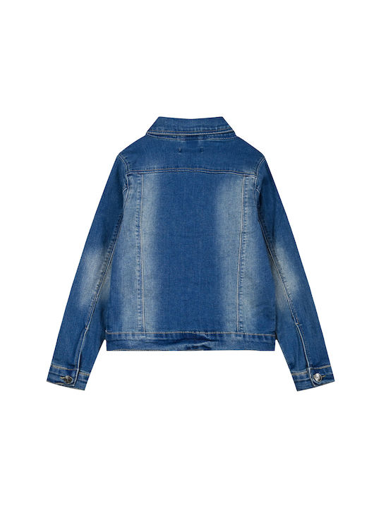 Kids Jeans Jacket With Rhinestones For Girls - Blue Jeans 16-224205-1-14